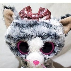 TY Silk Beanie Boos KIKI the Grey Tabby Cat Kitten Plush 6" Stuffed Animal Toy